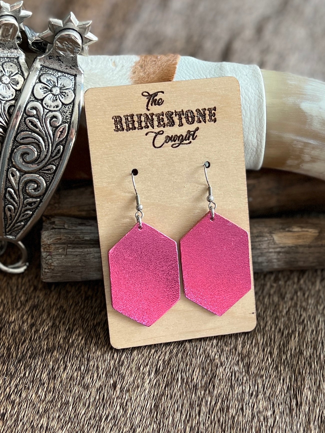 Pink Metallic Long Hexagons