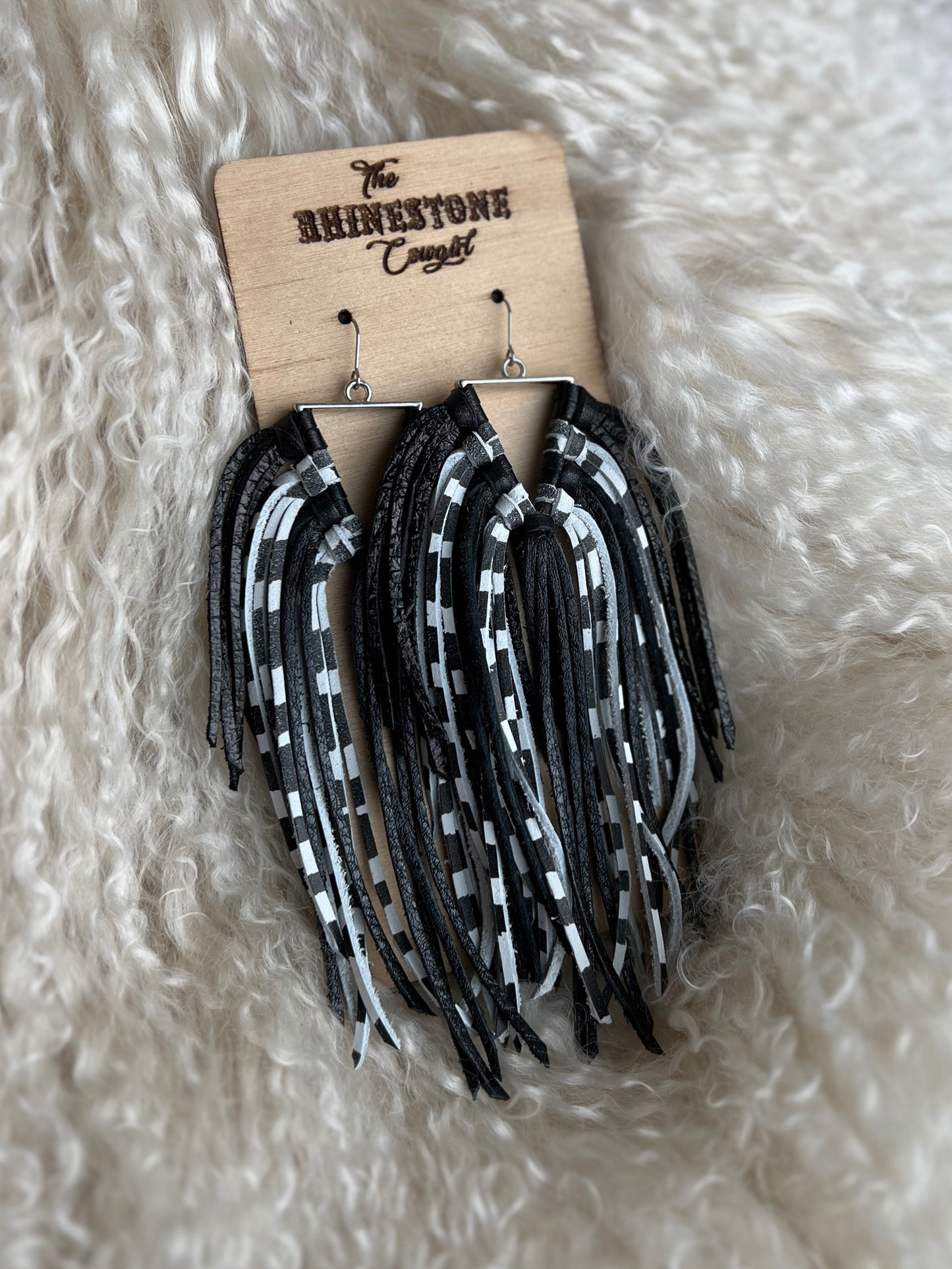 Metallic Black and White Cowboy Killer Fringe