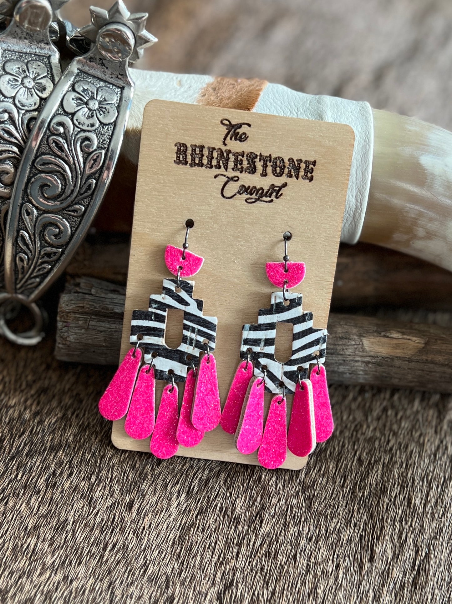 Neon Pink Zebra Española Chandeliers