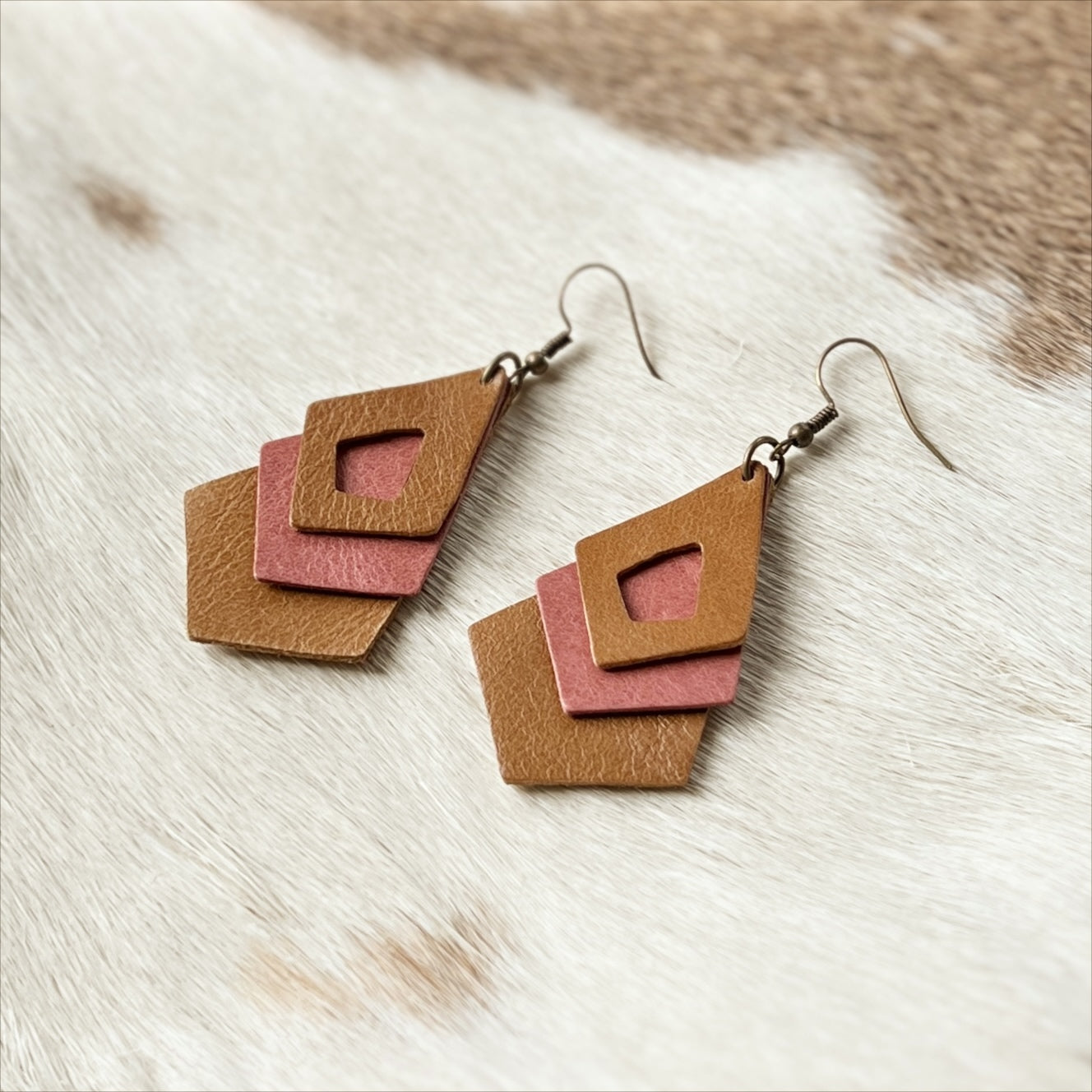 Warm Pink/Whiskey Layered Diamond Drops
