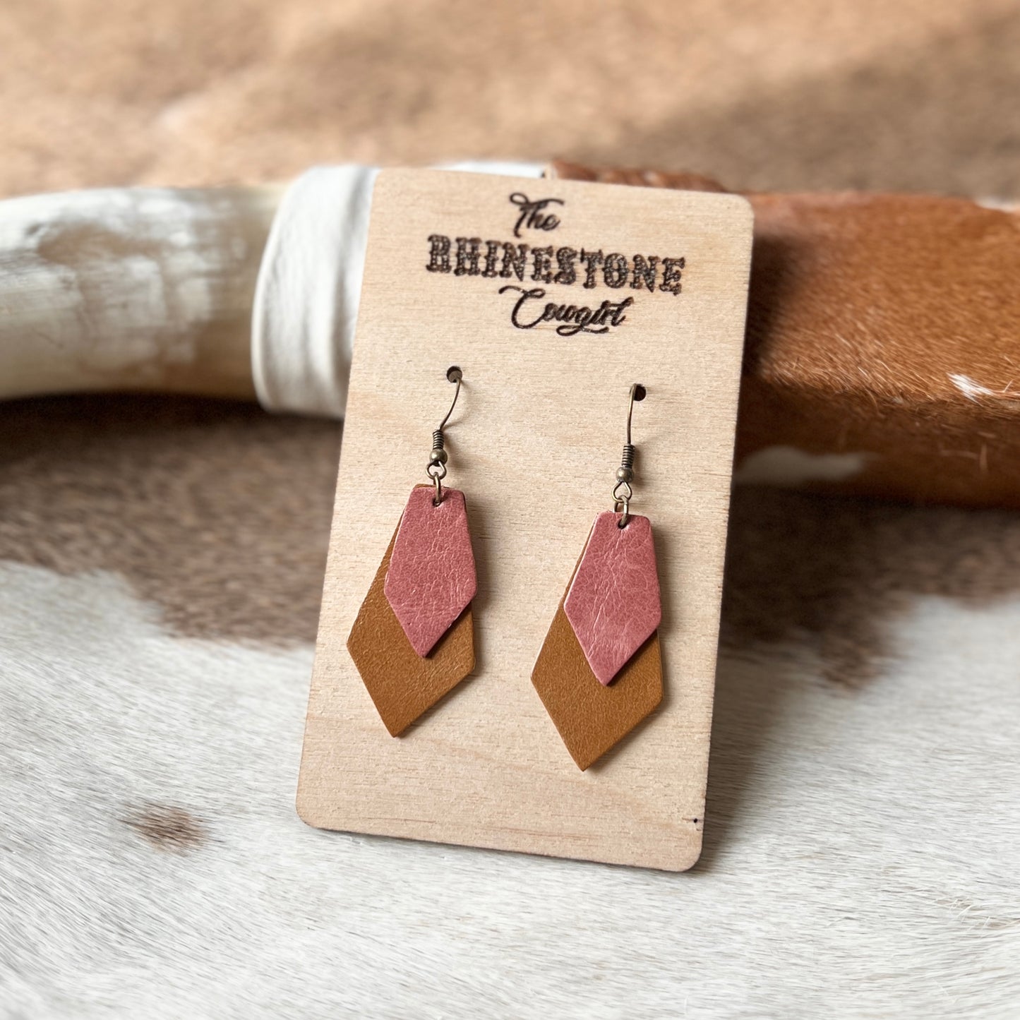Warm Pink/Whiskey Dainty Diamond Drops