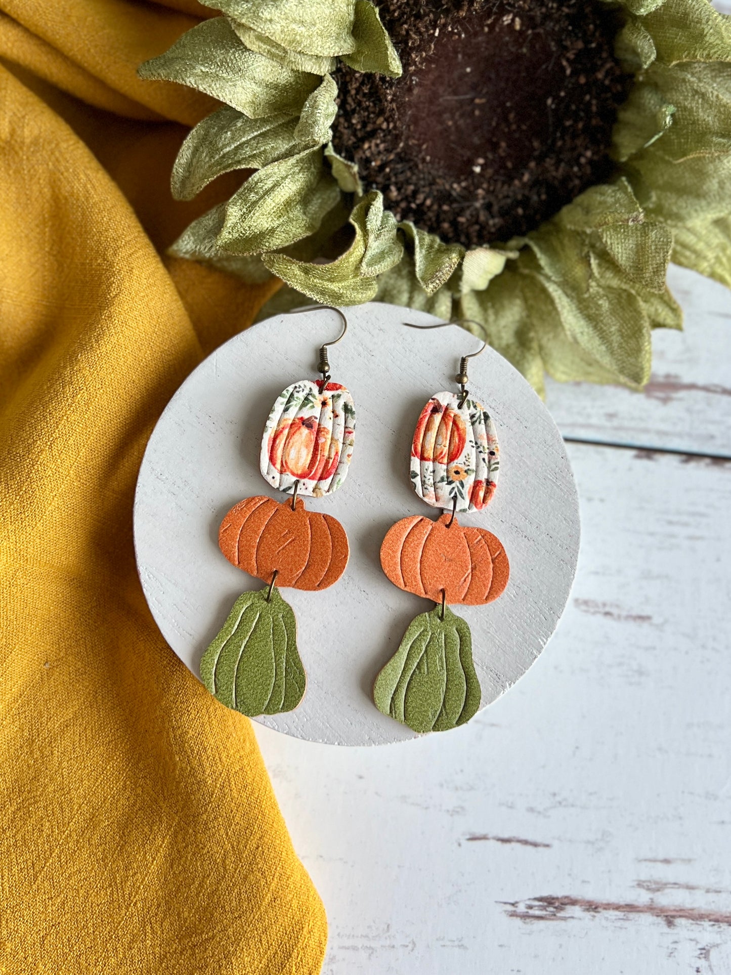 Country Floral Embossed Pumpkin Squash Stackers