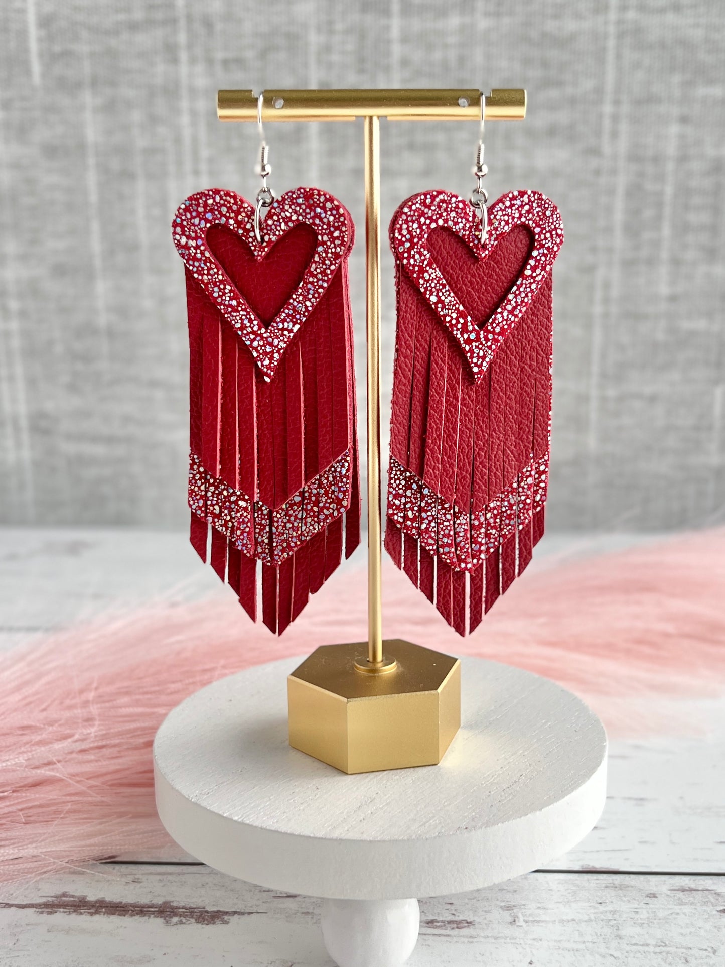 Red Sparkle Heart Fringe
