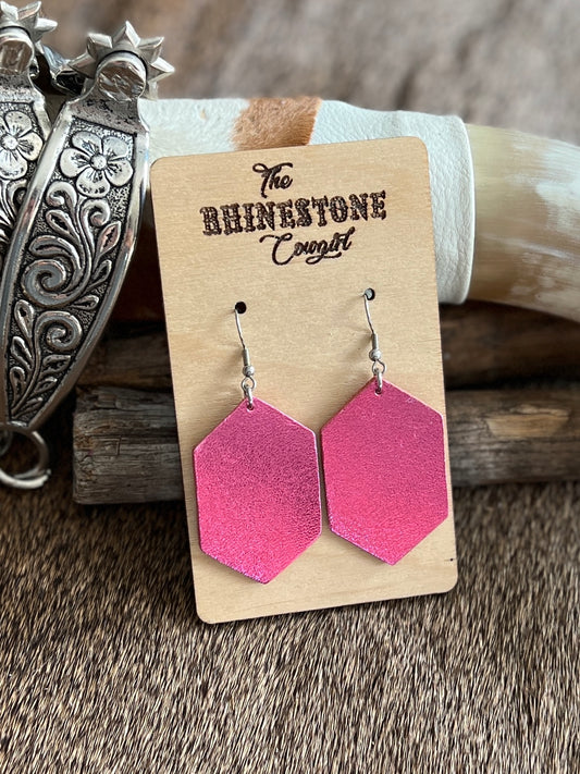 Pink Metallic Long Hexagons