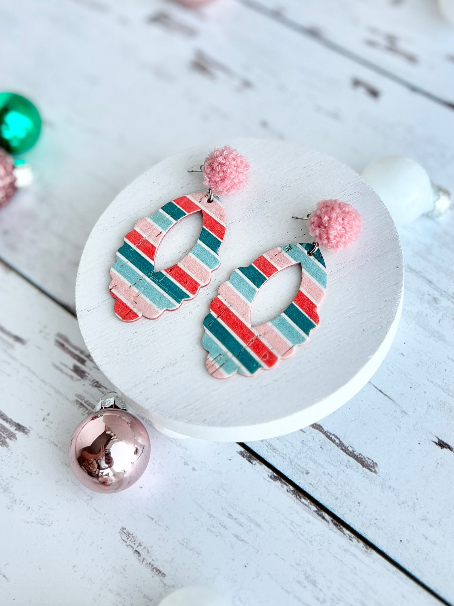 CandyCore Boho Christmas Stripe Earrings