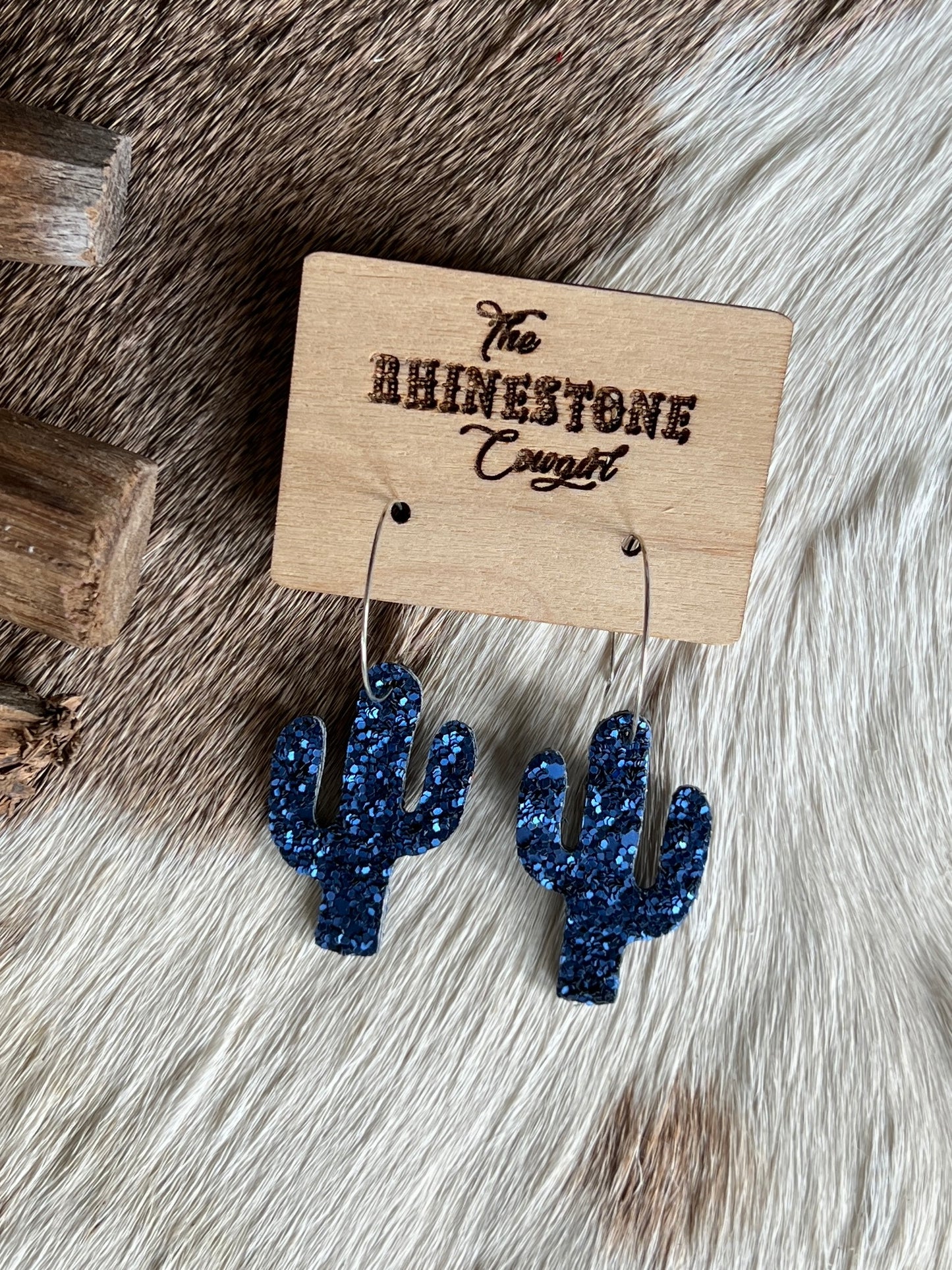 Navy Glitter Cactus
