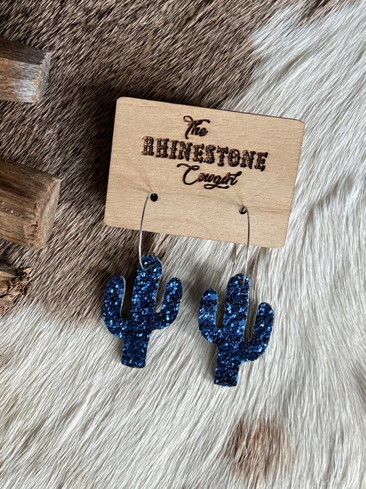 Navy Glitter Cactus