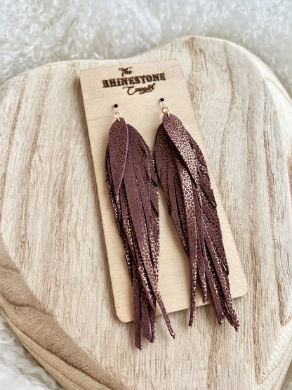 Gold-flecked Deep Burgandy Suede XL Mustang Sally Feathers