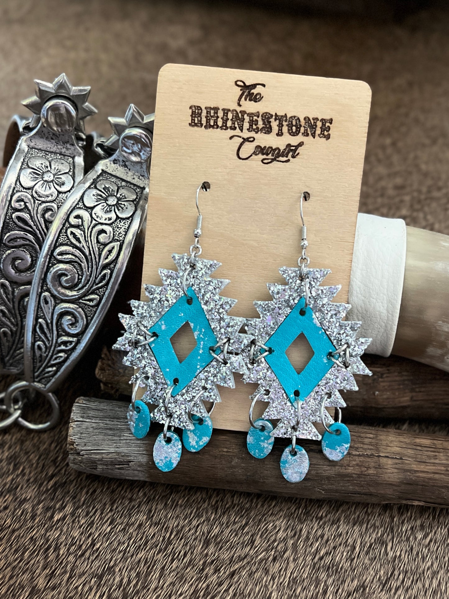 Silver Tinsel Mescalero Chandelier Dangles