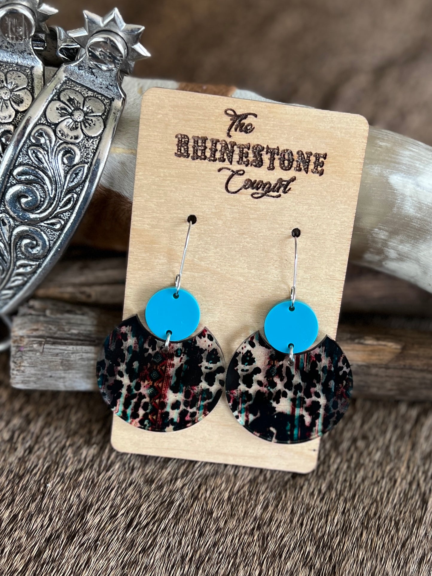 Eleanore notched circle-Turquoise Southwest Leopard