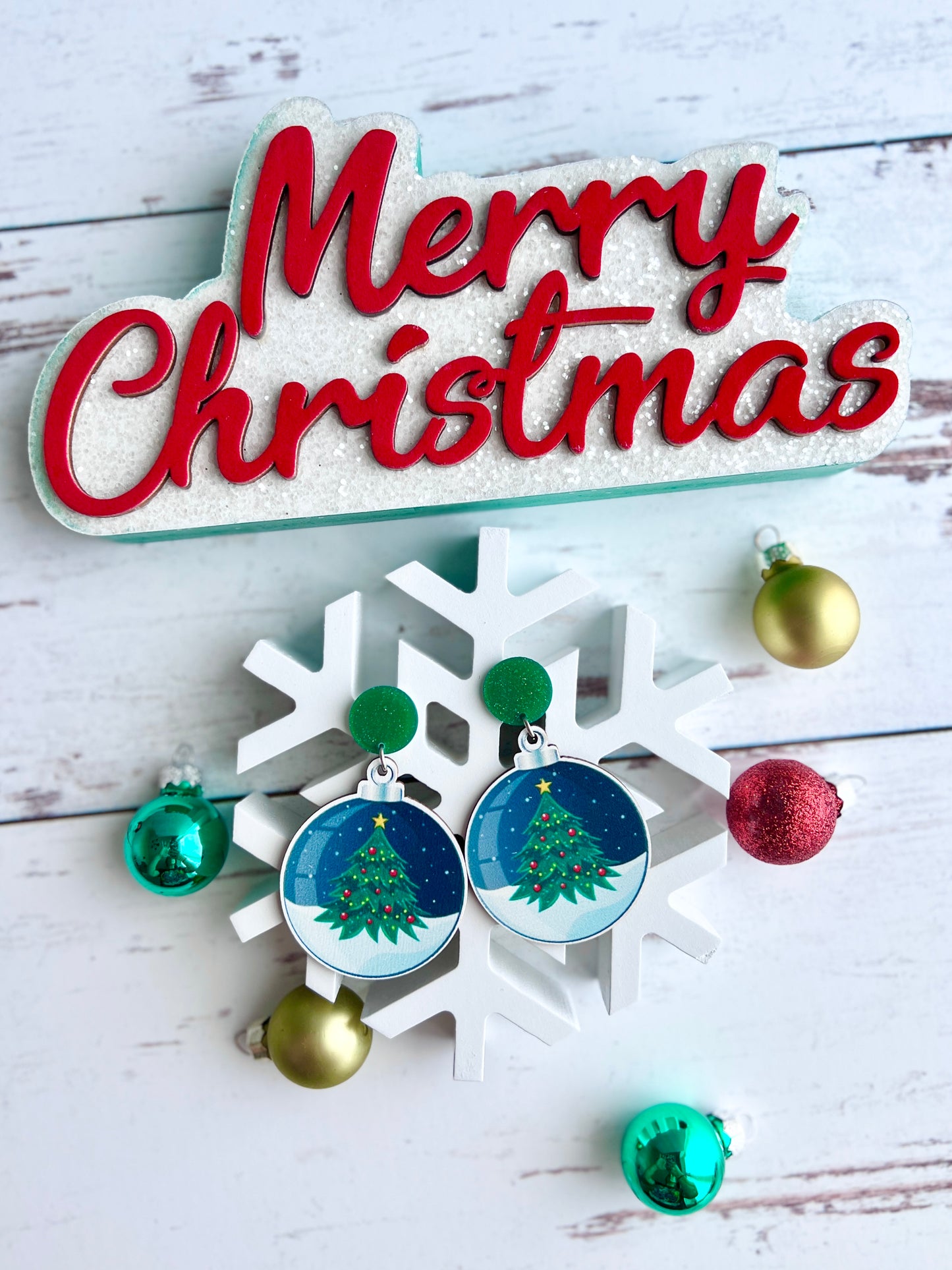Wooden Christmas Earrings