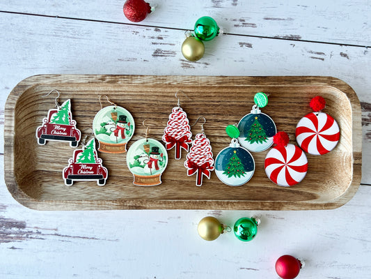 Wooden Christmas Earrings