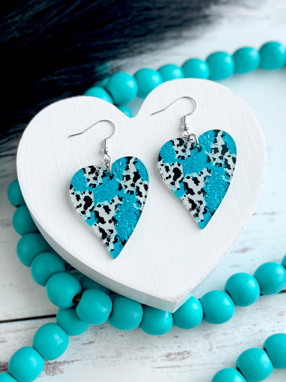 Turquoise Cow-print Hearts