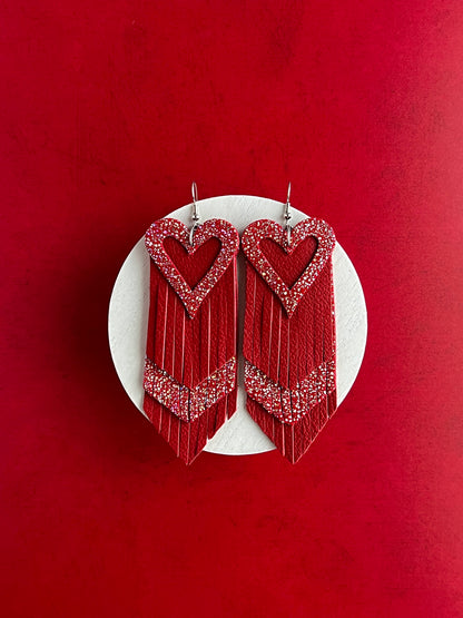 Red Sparkle Heart Fringe