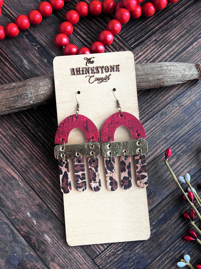 Brick, Gold and Leopard Boho Arch Dangles
