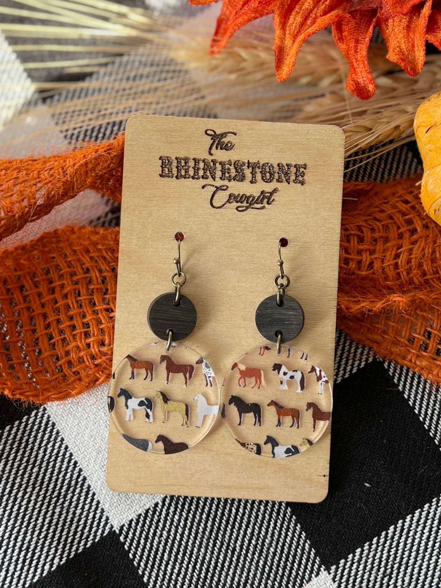 Hold Yer Horses Acrylic Round Dangles