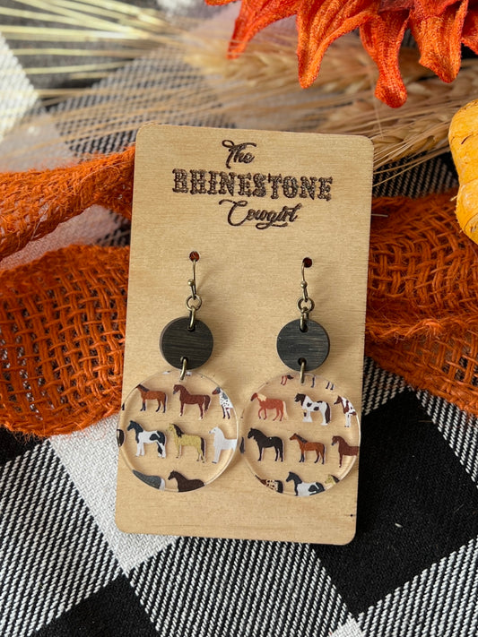 Hold Yer Horses Acrylic Round Dangles