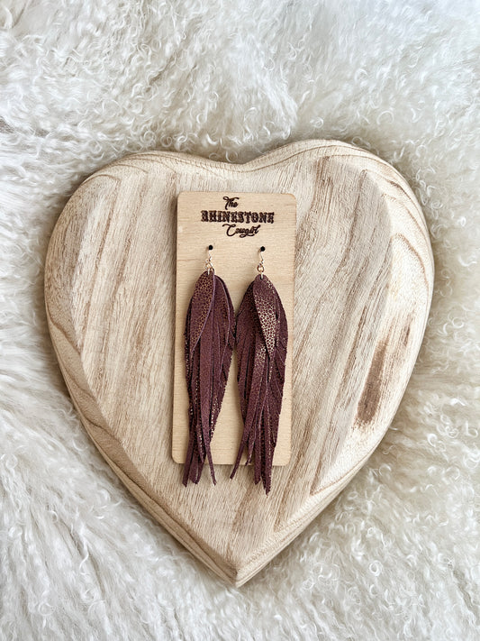 Gold-flecked Deep Burgandy Suede XL Mustang Sally Feathers