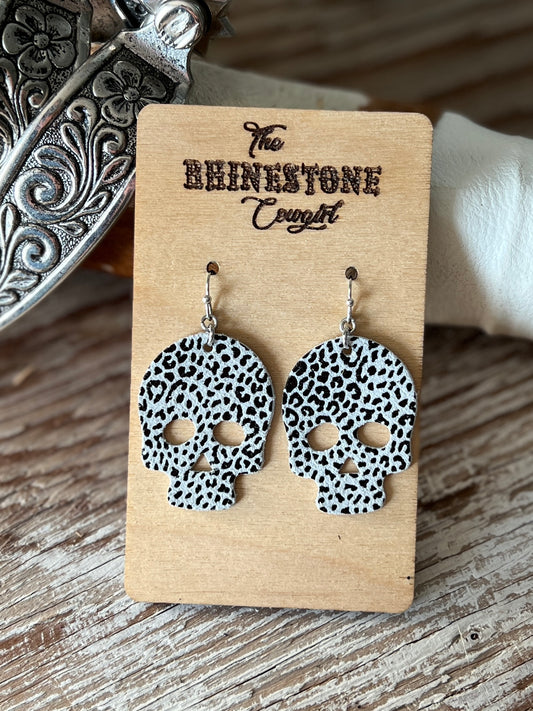 Black Metallic Baby Cheetah on White Suede Skulls