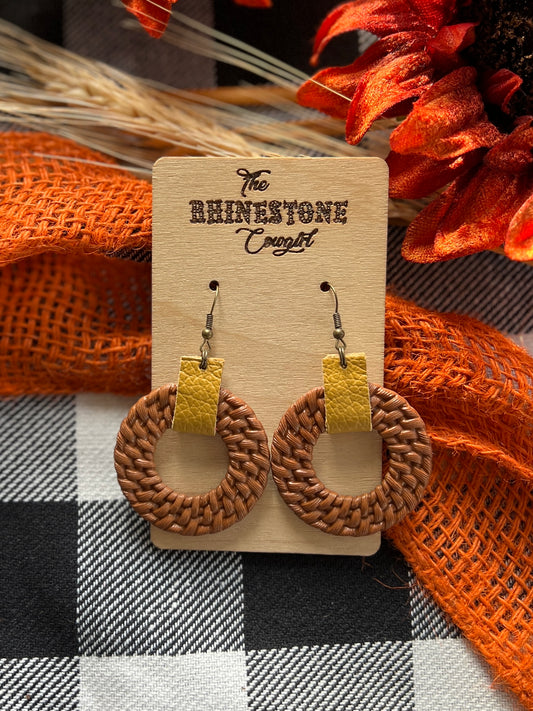 Yellow Tab Faux Rattan circles