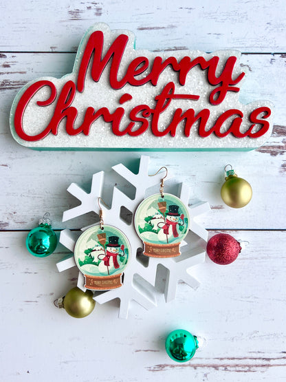 Wooden Christmas Earrings
