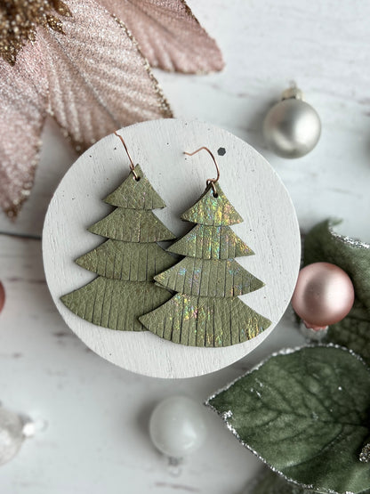 Iridescent Splashed Sage Green Fringy Trees