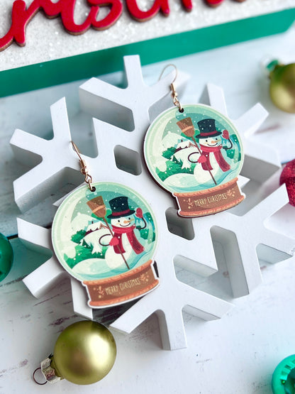 Wooden Christmas Earrings