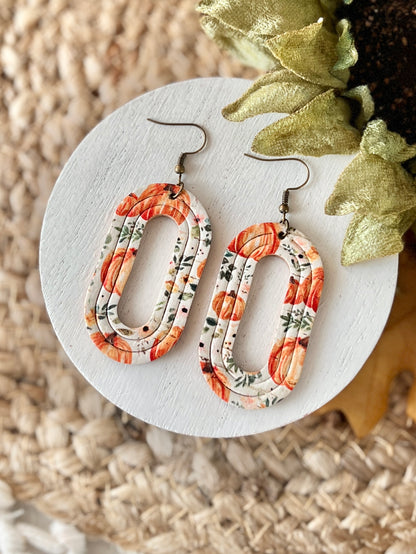Country Floral Pumpkin Embossed Ovals