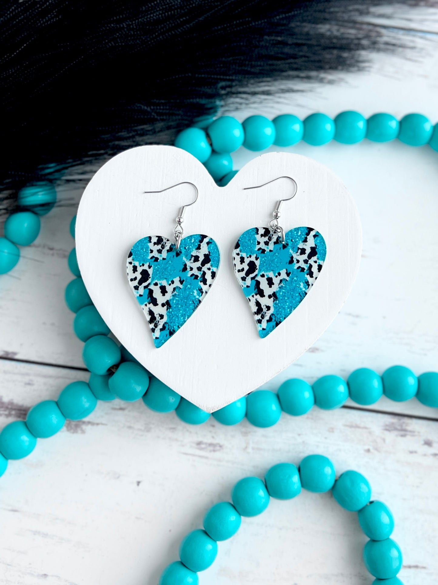 Turquoise Cow-print Hearts