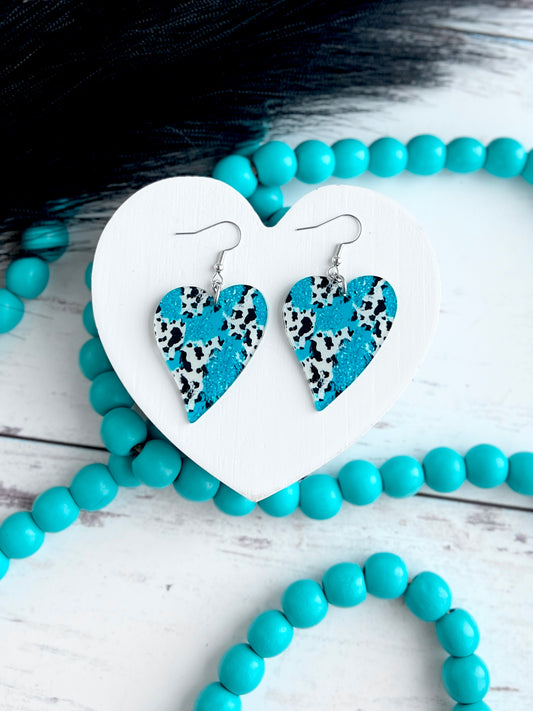 Turquoise Cow-print Hearts