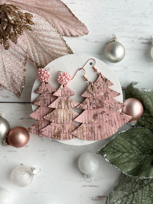 Rose Gold Splashed Pink Fringy Trees