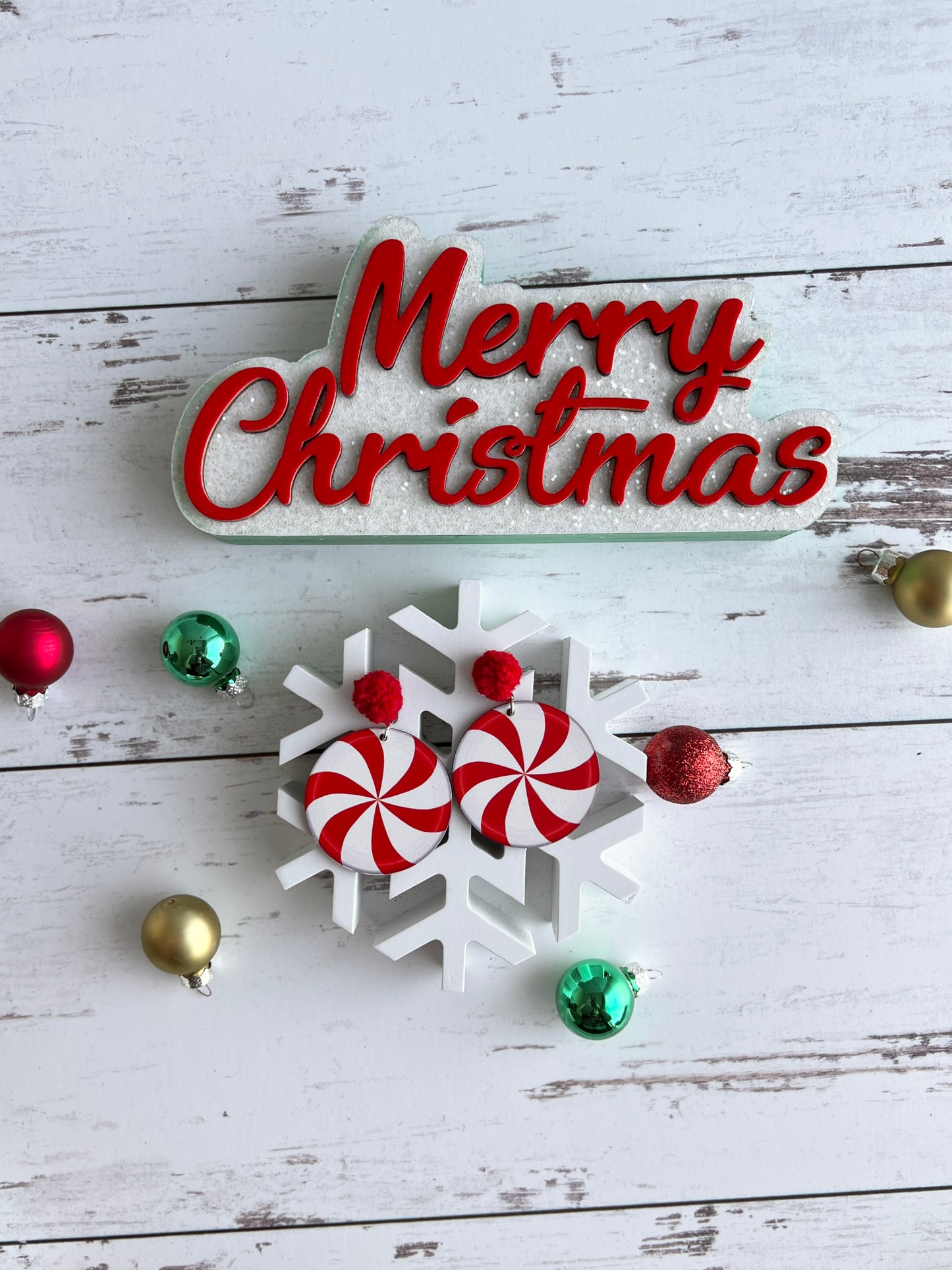 Wooden Christmas Earrings