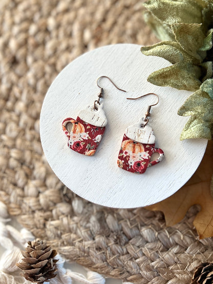 Burgandy Floral Pumpkin Mugs