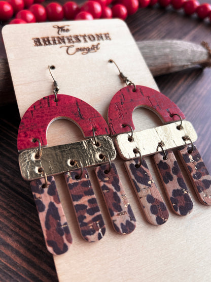 Brick, Gold and Leopard Boho Arch Dangles