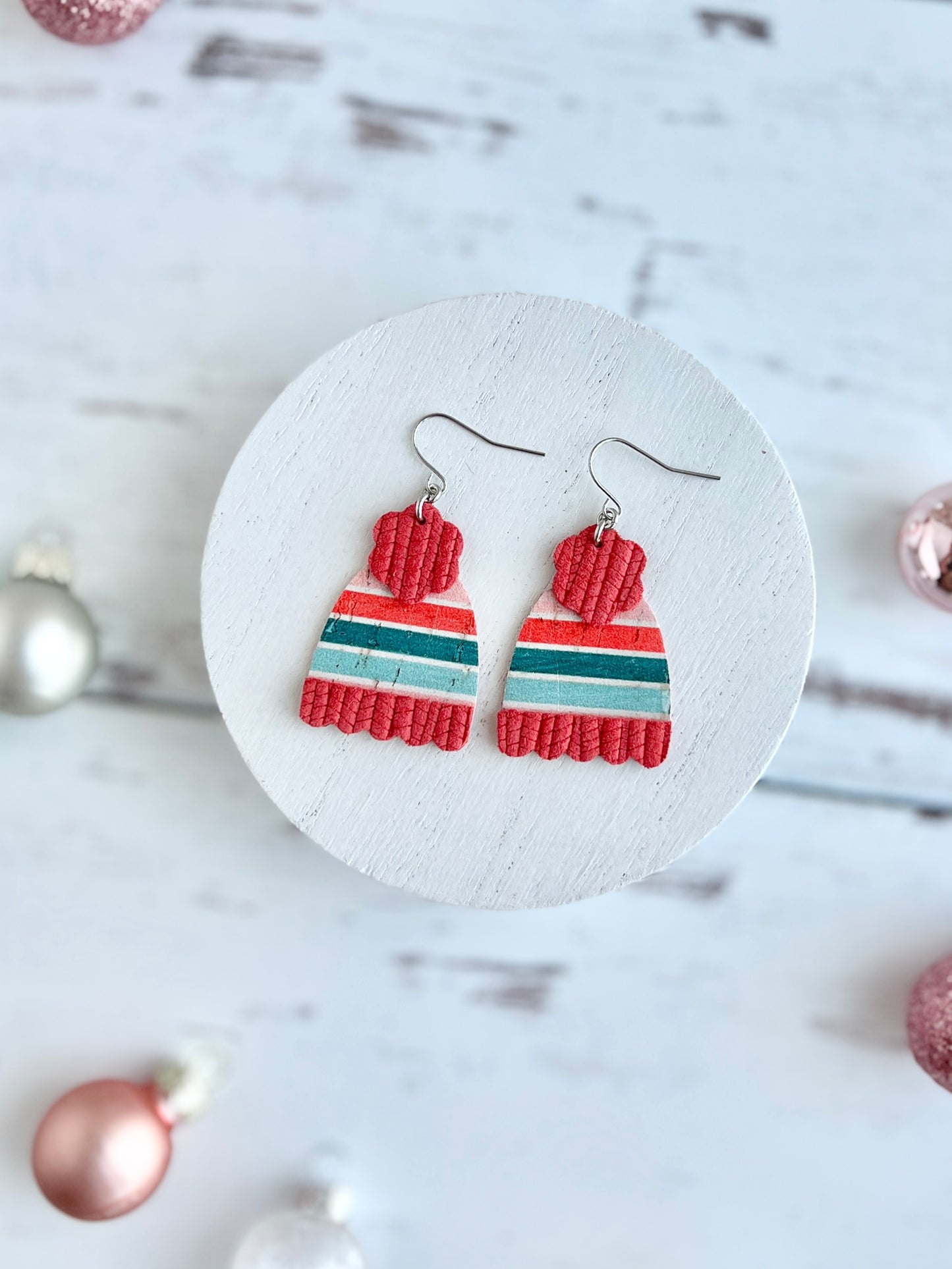 CandyCore Boho Christmas Stripe Earrings
