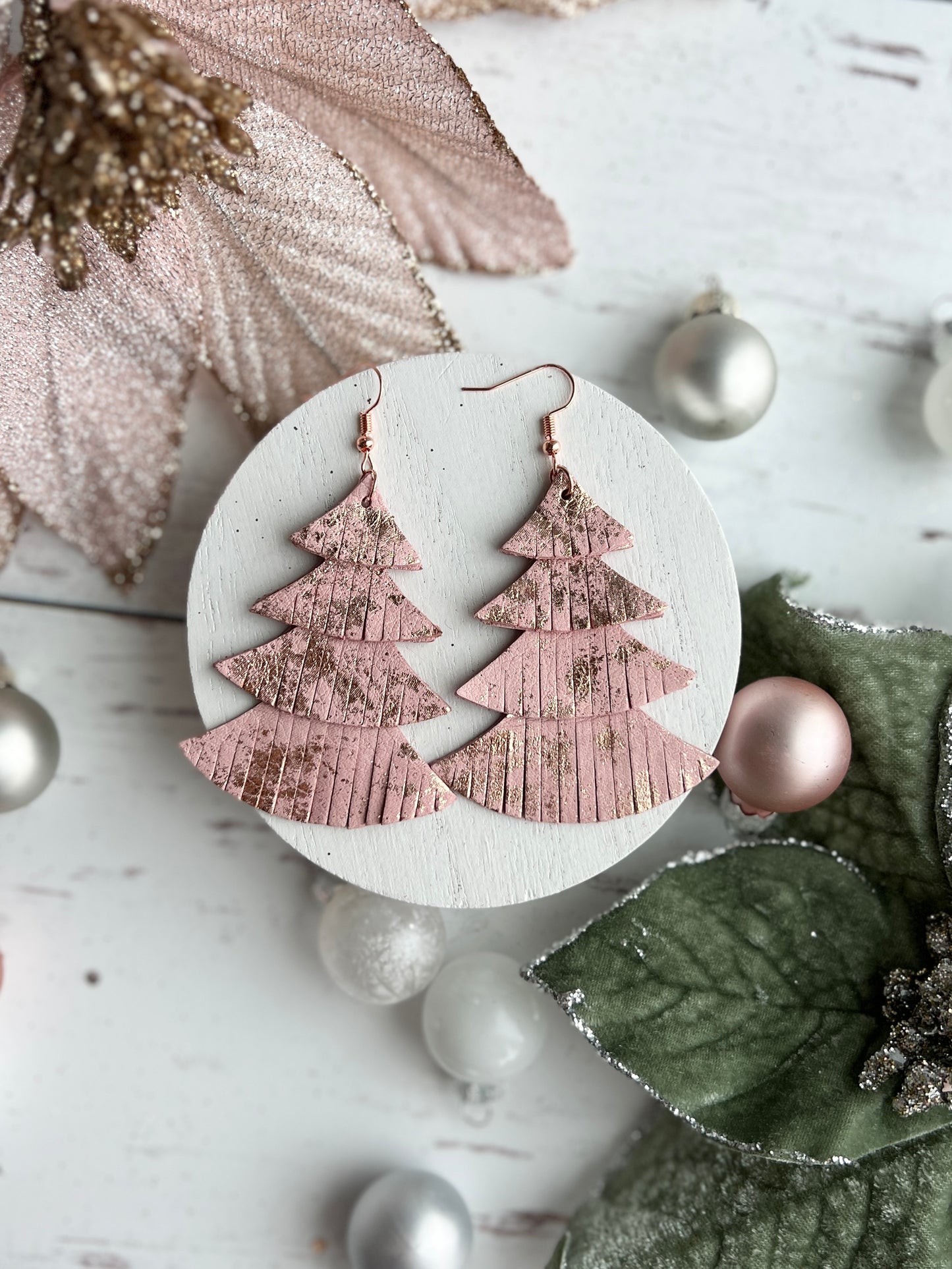 Rose Gold Splashed Pink Fringy Trees
