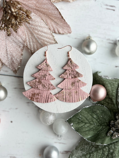 Rose Gold Splashed Pink Fringy Trees