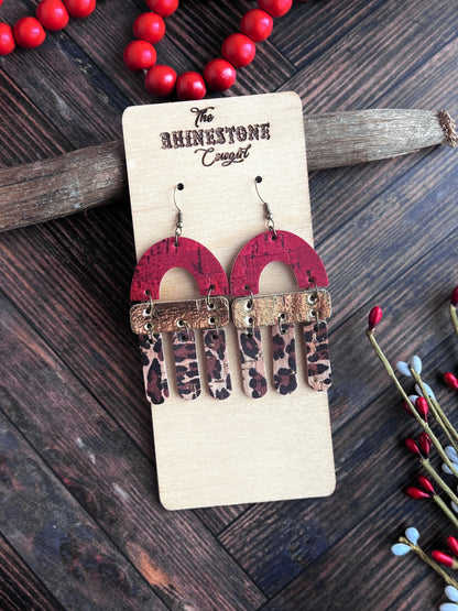 Brick, Gold and Leopard Boho Arch Dangles