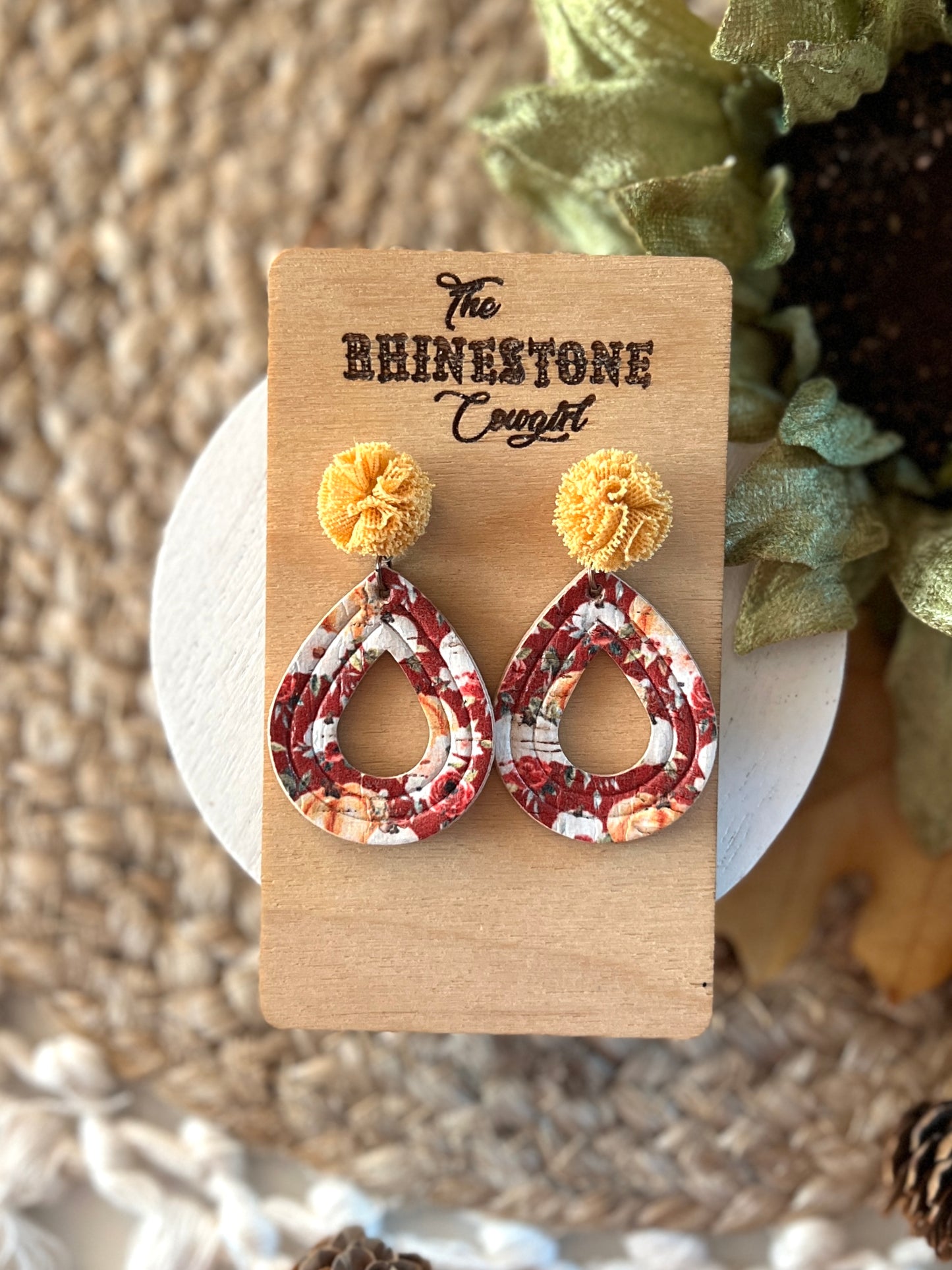 Burgandy Floral Pumpkin Teardrops