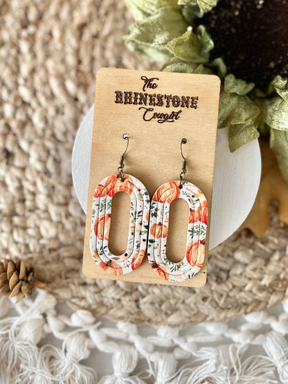 Country Floral Pumpkin Embossed Ovals