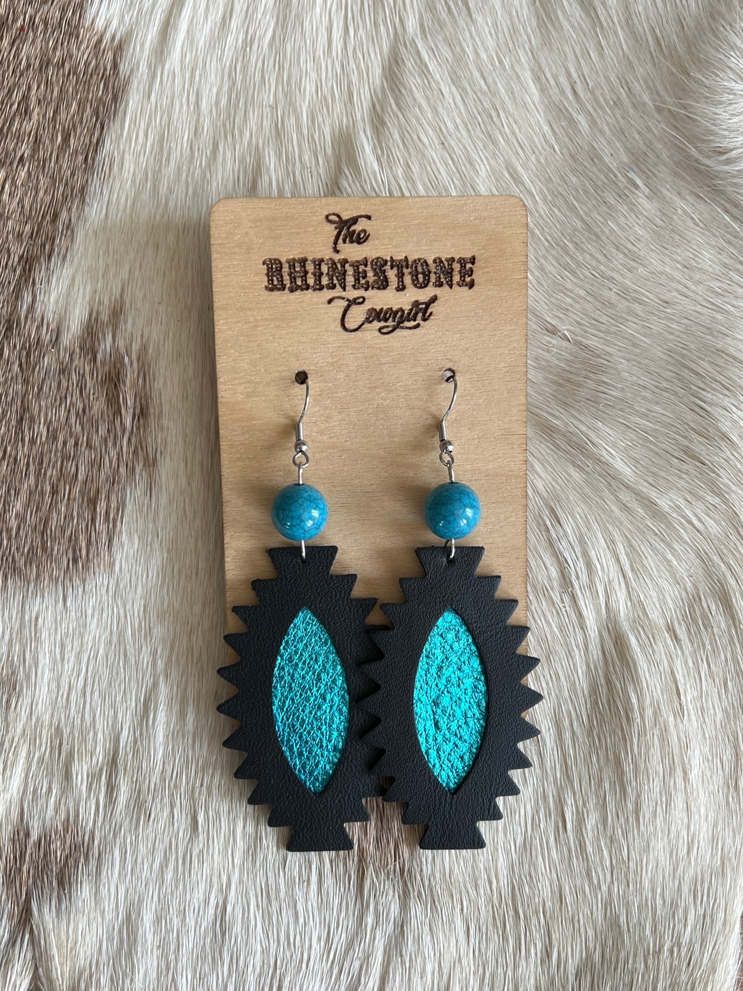 Mal de Ojo Southwest Ovals-Turquoise Metallic