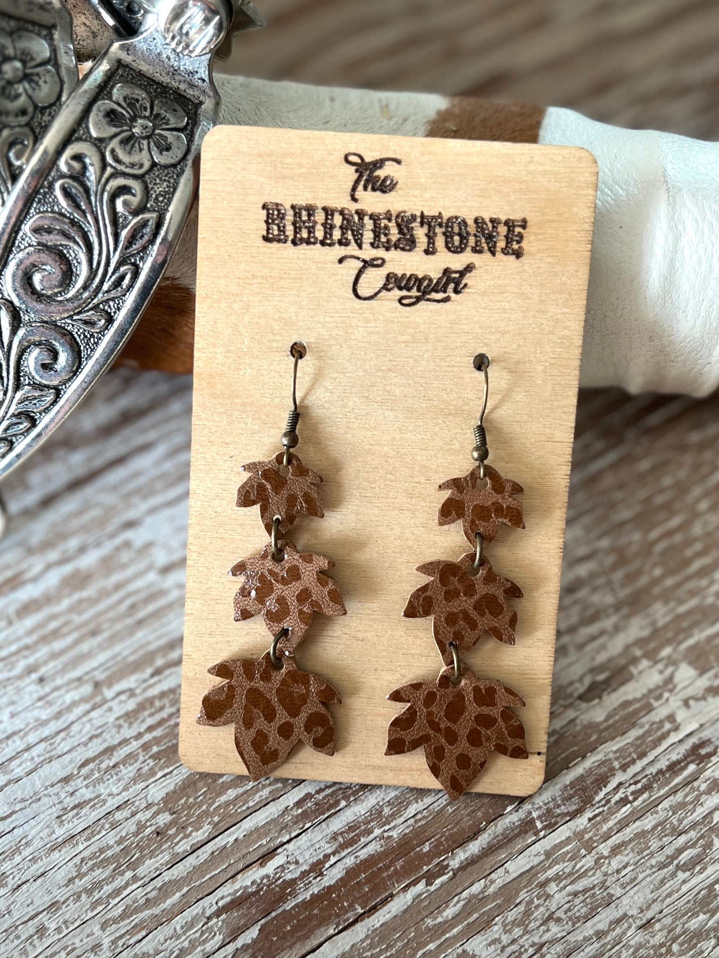 Whiskey Brown Glossy Leopard Falling Leaves
