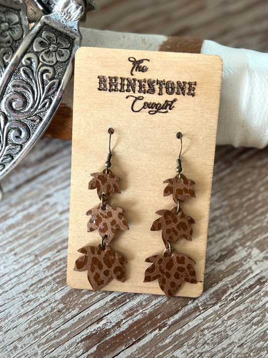 Whiskey Brown Glossy Leopard Falling Leaves