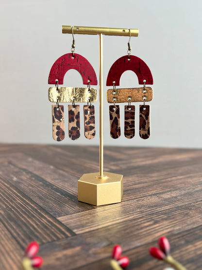 Brick, Gold and Leopard Boho Arch Dangles