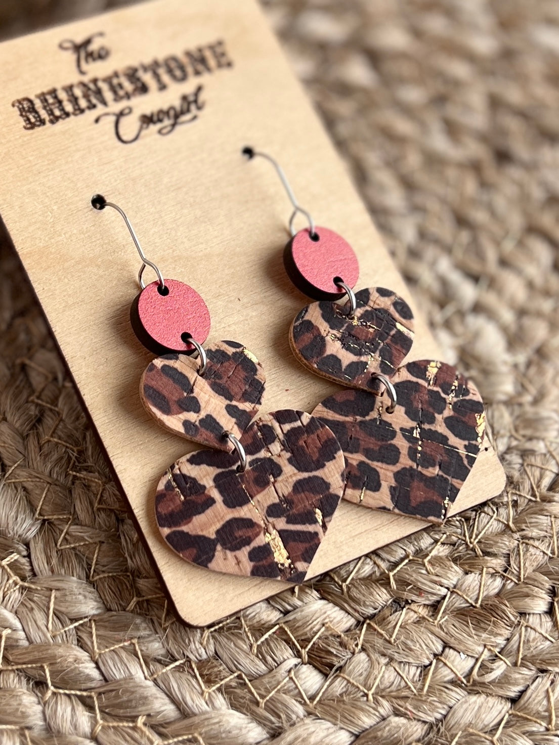 Leopard and Red Stacked Hearts