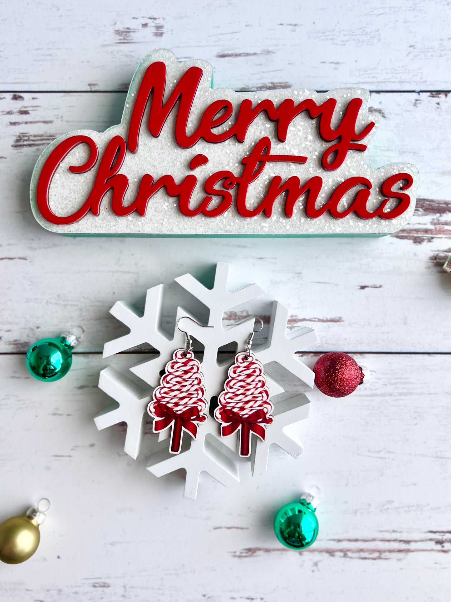 Wooden Christmas Earrings