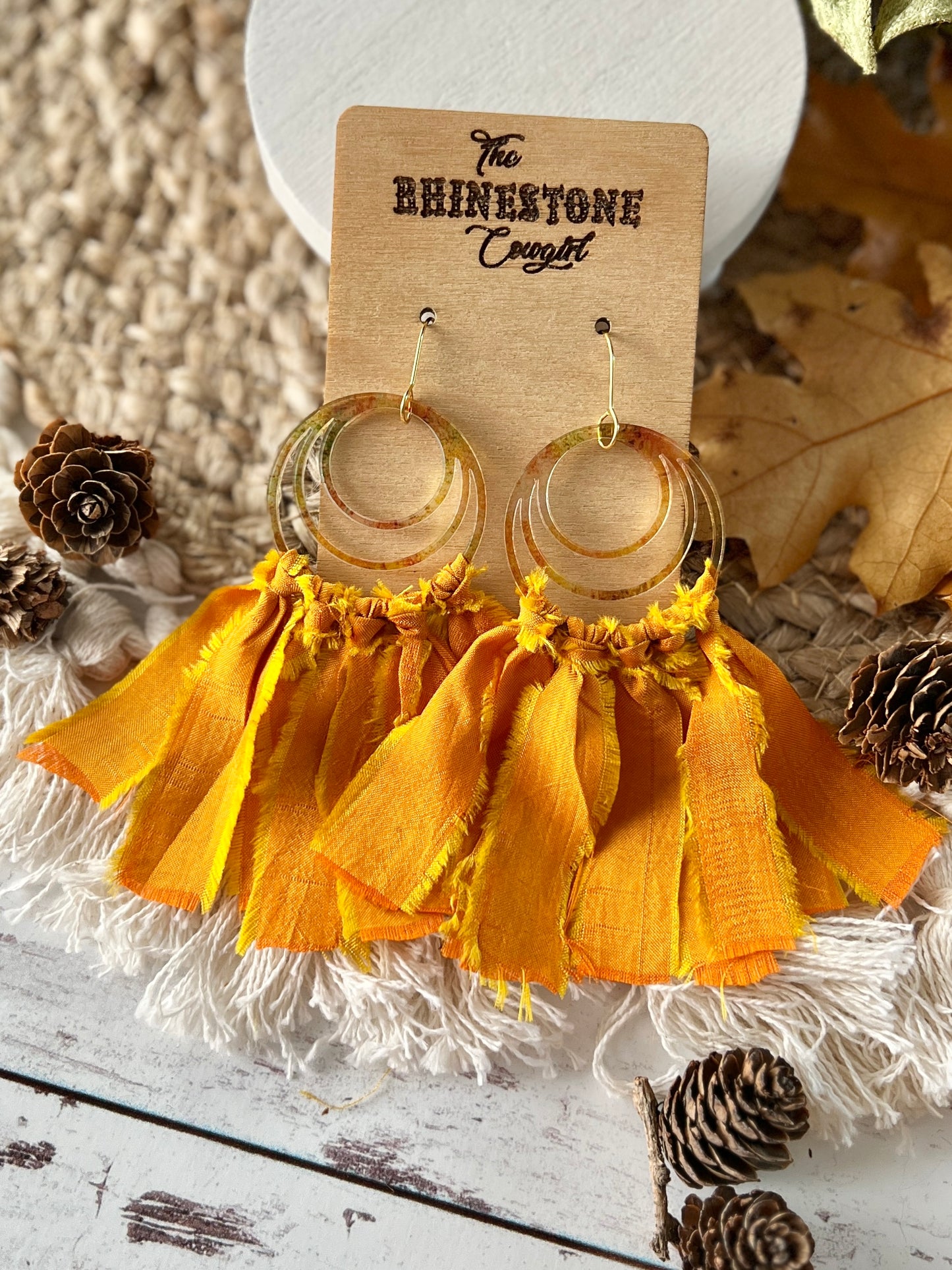 Gold Silk Macrame Hoops