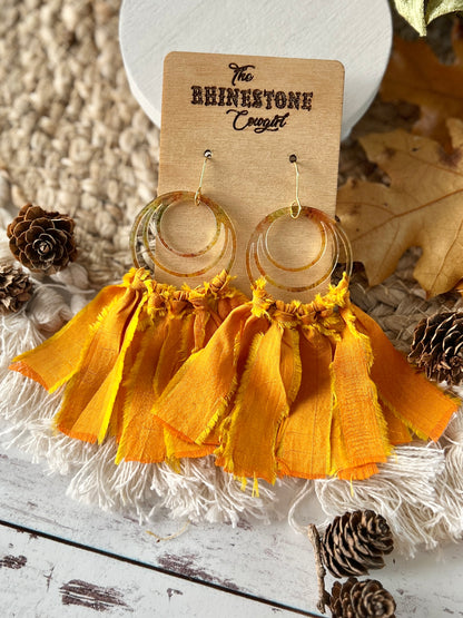 Gold Silk Macrame Hoops