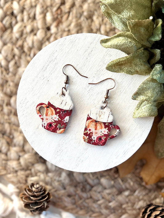 Burgandy Floral Pumpkin Mugs