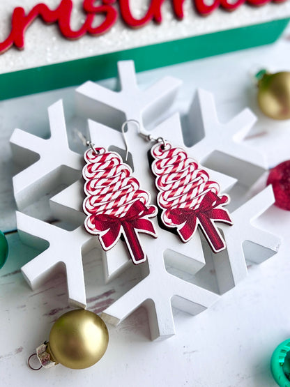 Wooden Christmas Earrings